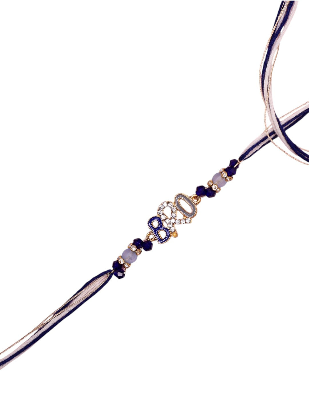 Designer Rakhi for Brother with Bold BRO Lettering and Stone Beads