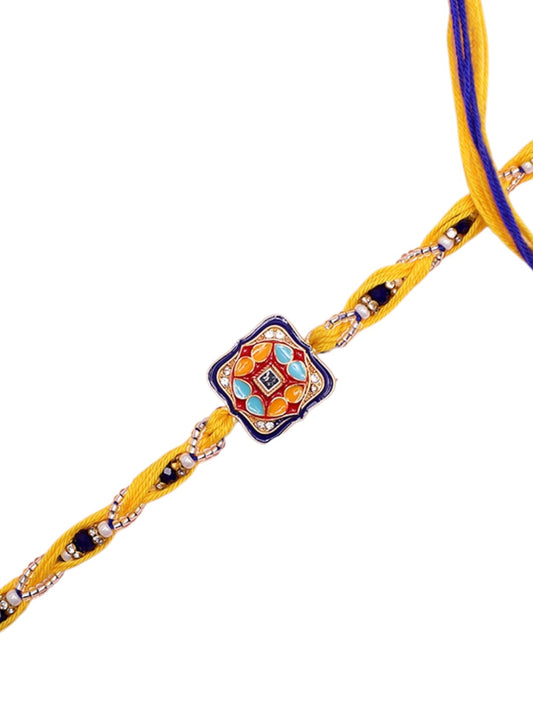 Artisan Square Thread Rakhi with Handcrafted Regional Embroidery