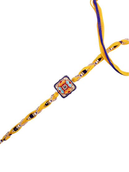 Artisan Square Thread Rakhi with Handcrafted Regional Embroidery