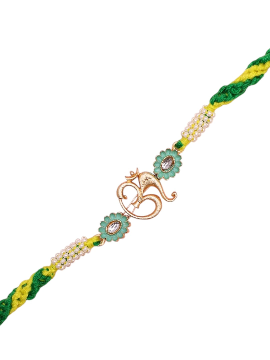 Sacred Handmade Rakhi with Om Symbol and Ethnic Beading