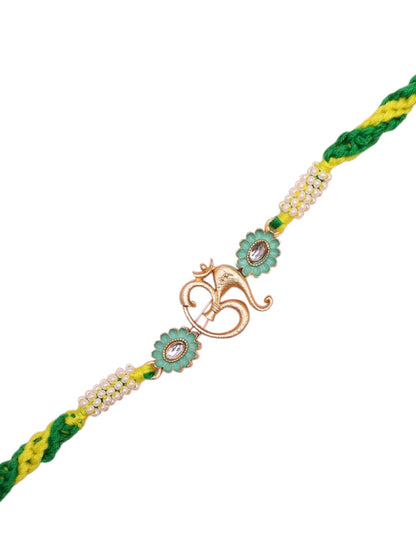 Sacred Handmade Rakhi with Om Symbol and Ethnic Beading