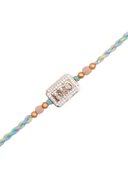 Elegant Handcrafted Rakhi with Subtle Shine and Pastel Weave