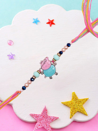 Cartoon Character Rakhi for Children with Peppa Pig Charm