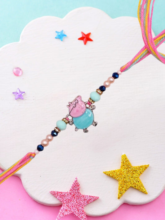 Cartoon Character Rakhi for Children with Peppa Pig Charm