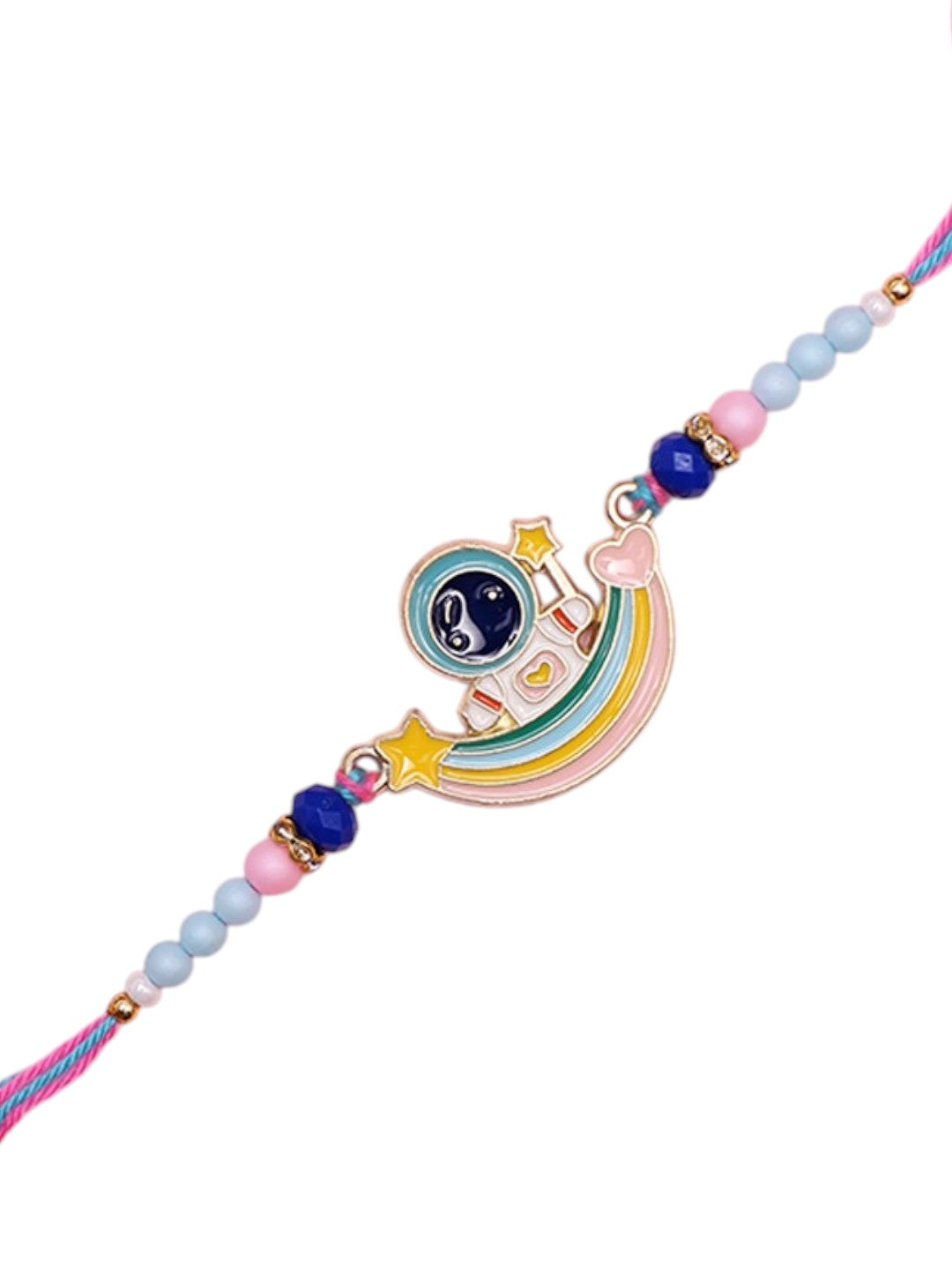 Pastel Rainbow Evil Eye Rakhi for Suraksha with Style
