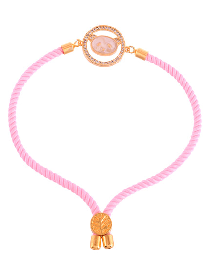 Contemporary Teddy Designer Rakhi With Pastel Pink Cord And Stones