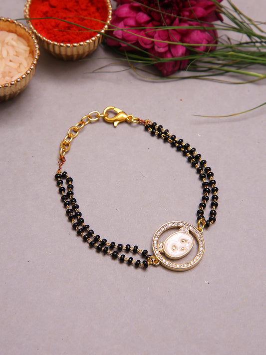 Minimal Handmade Yin Yang Rakhi With Mangalsutra Chain Inspired Design