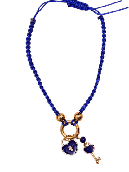 Adjustable Beaded Bracelet Rakhi with Heart Lock Motif