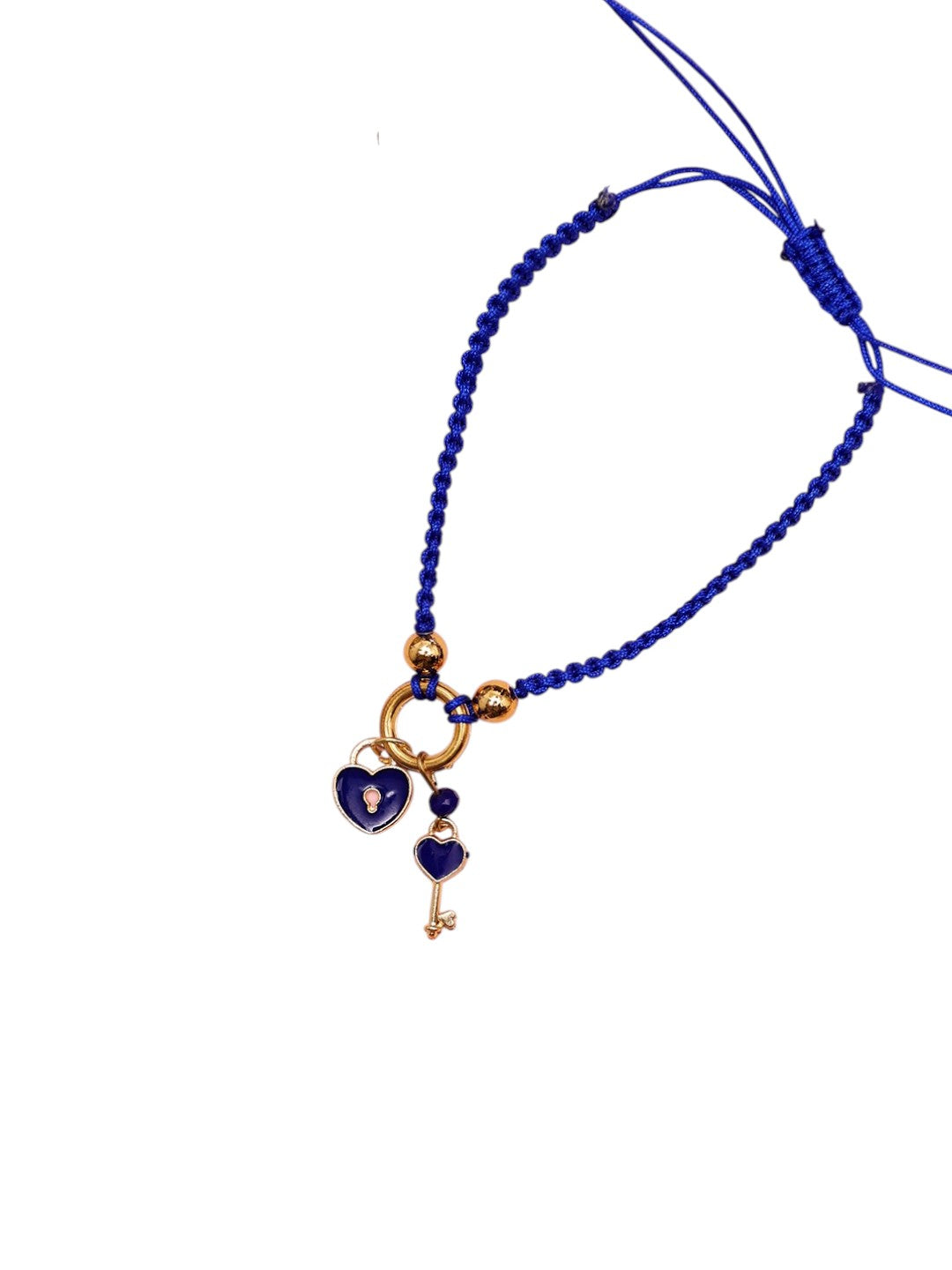 Adjustable Beaded Bracelet Rakhi with Heart Lock Motif