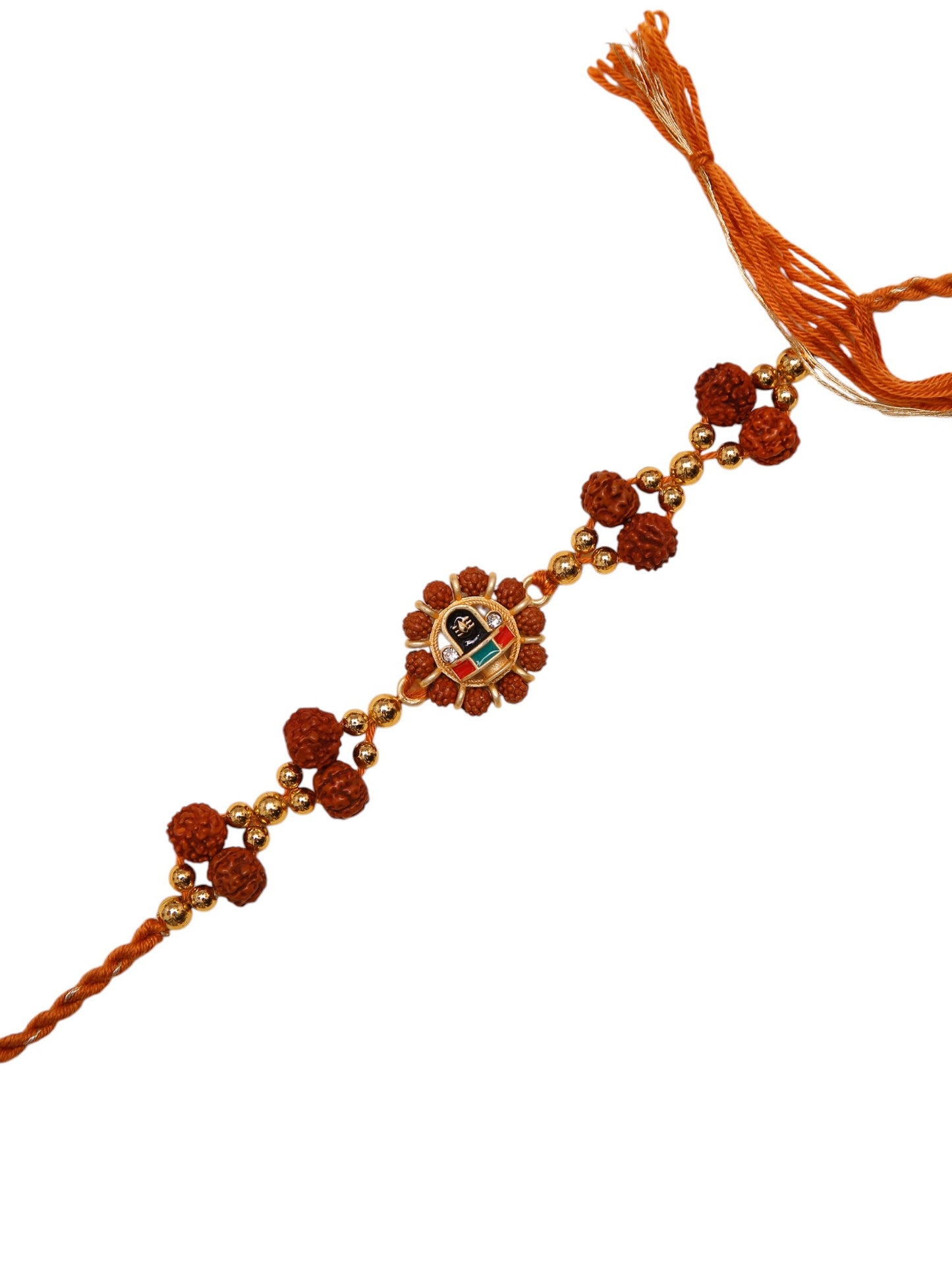 Handcrafted Ethnik Rakhi With Shivling Motif And Sacred Rudraksh Beads