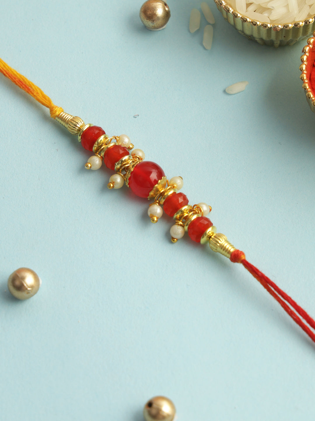 Traditional Ruby Beaded Rakhi