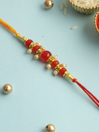 Traditional Ruby Beaded Rakhi