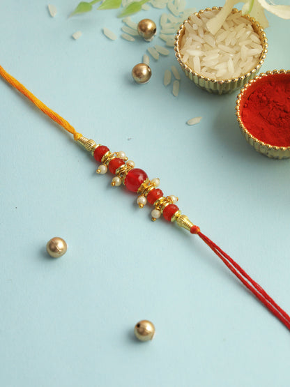 Traditional Ruby Beaded Rakhi