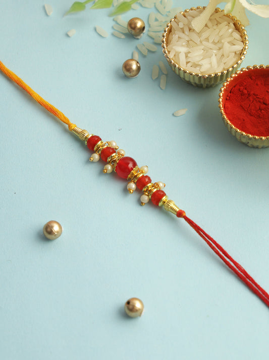 Traditional Ruby Beaded Rakhi