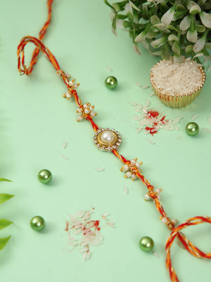 Golden Pearl Blossom Rakhi