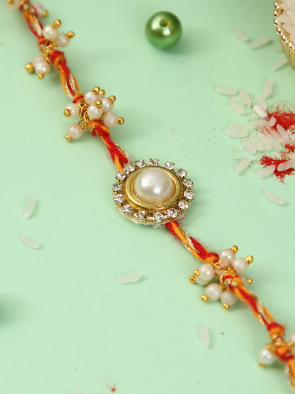 Golden Pearl Blossom Rakhi