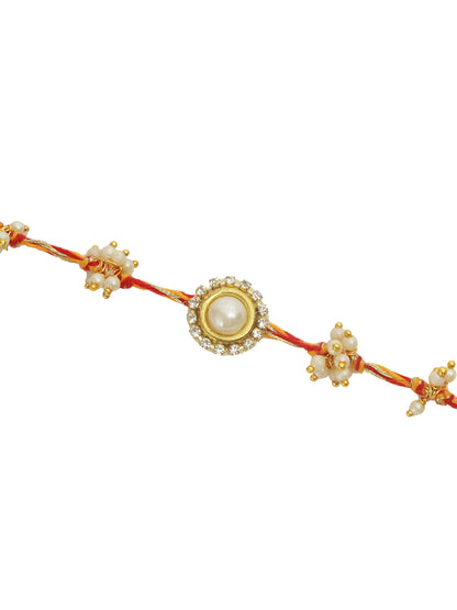 Golden Pearl Blossom Rakhi
