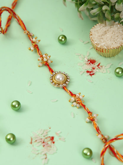 Golden Pearl Blossom Rakhi