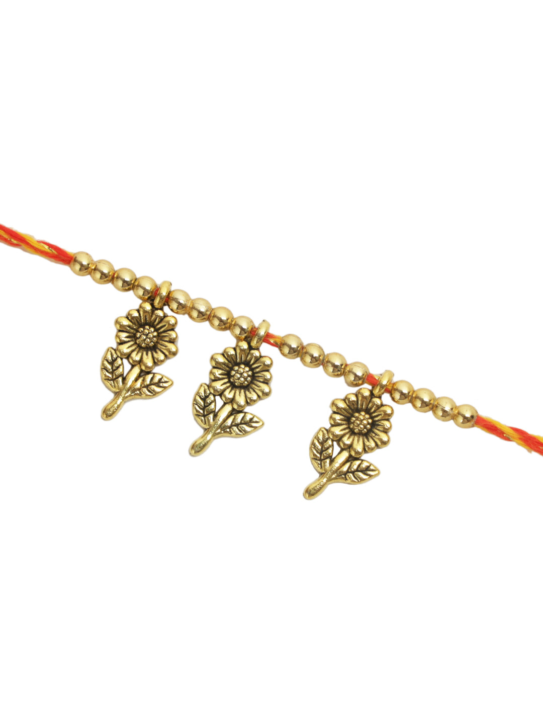 Golden Floral Charms Rakhi