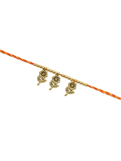 Golden Floral Charms Rakhi