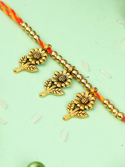 Floral Golden Charm Rakhi