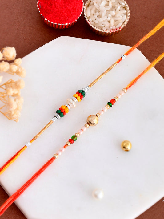Multicolored Beaded set of 2 Rakhi