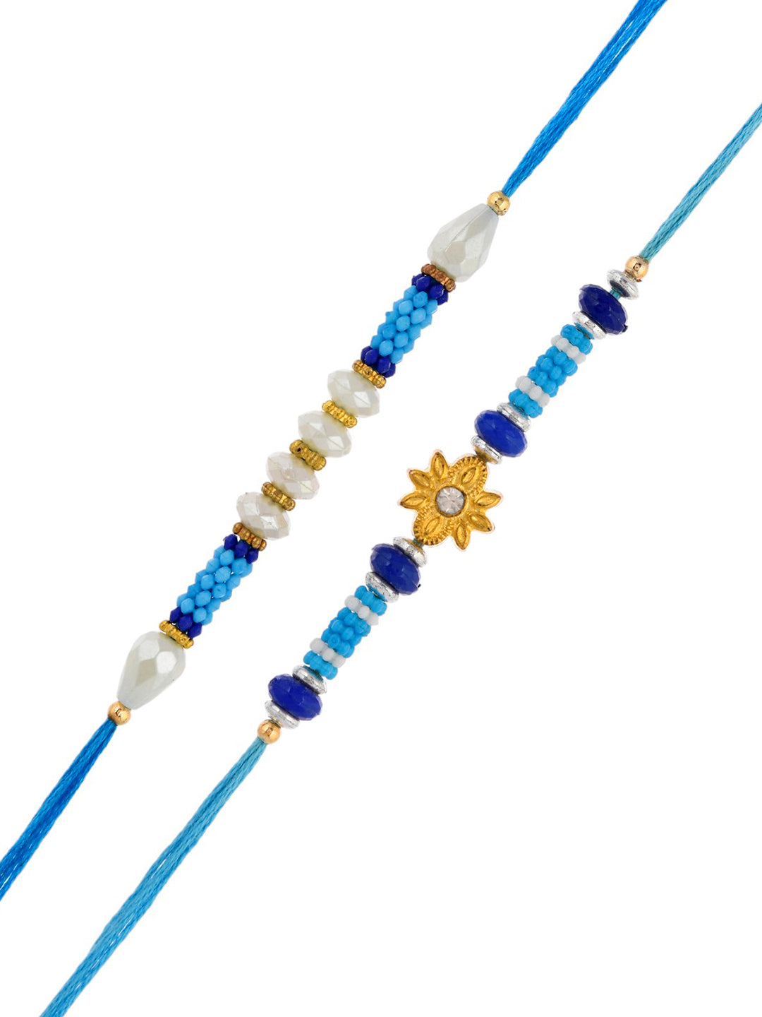Blue & White Beaded Set of 2 Rakhi