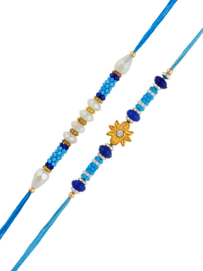 Blue & White Beaded Set of 2 Rakhi