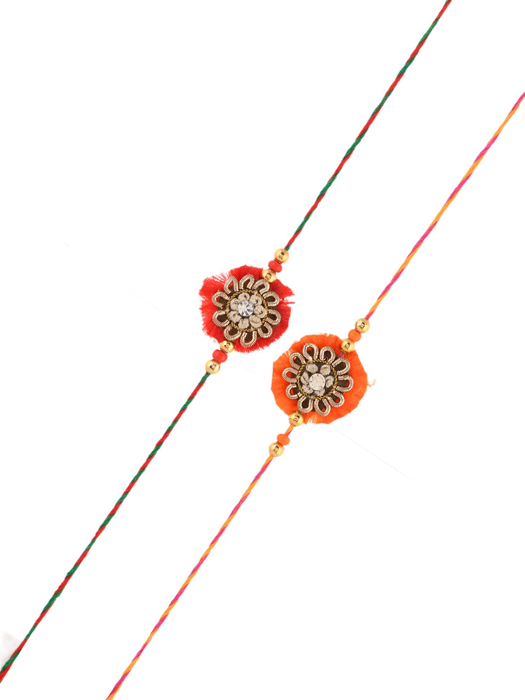 Orange & Red Floral Set of 2 Rakhi