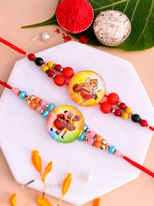 Set of 2 Ganesha & Motu Patlu Kids Rakhi