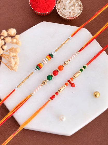 Multicolored Beads set of 3 Mauli Rakhi