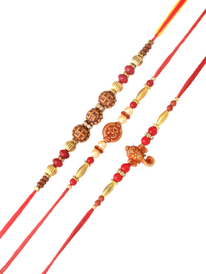 Divine Collection of Swastik, Om & Ganesha Set of 3 Rakhi