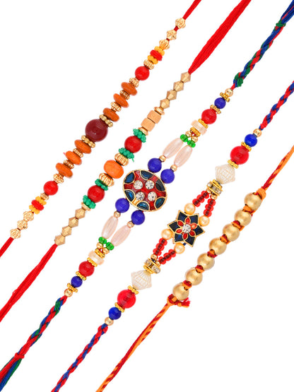 Multicolored Beads set of 5 Mauli Rakhi