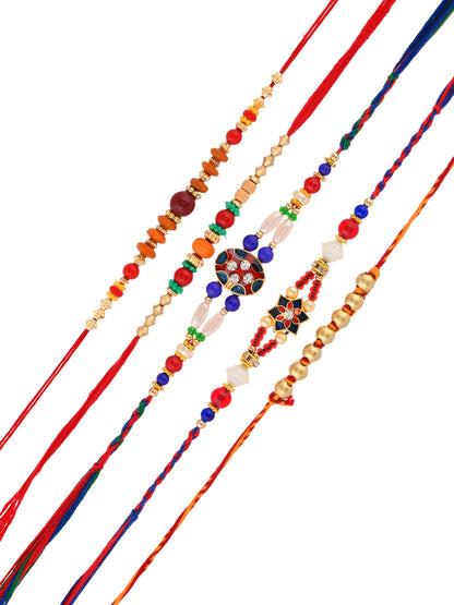 Multicolored Beads set of 5 Mauli Rakhi