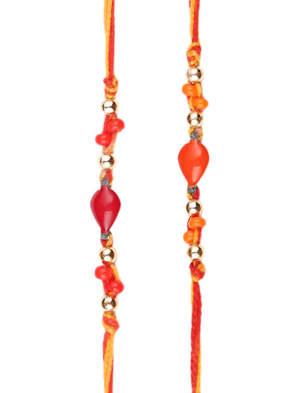 Orange & Red Beaded Set of 2 Rakhi