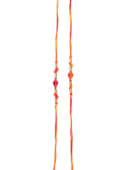 Orange & Red Beaded Set of 2 Rakhi