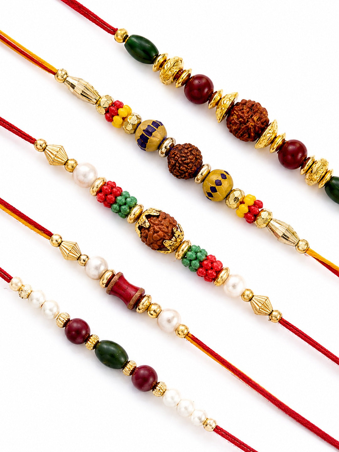 Set of 5 Divine Motif Mauli Thread Rakhi