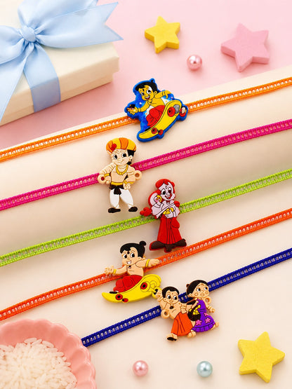 Set of 5 Golden and Pearl Beads Premium Rakhi