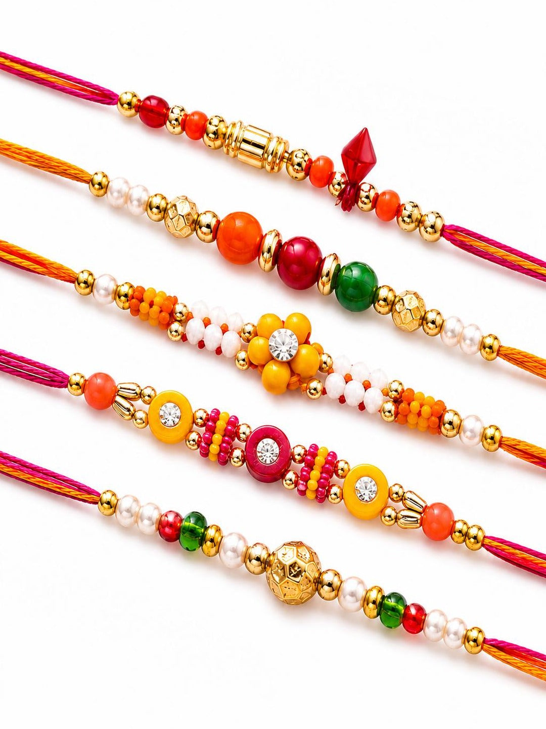 Set of 5 Kundan Studded Premium Rakhi