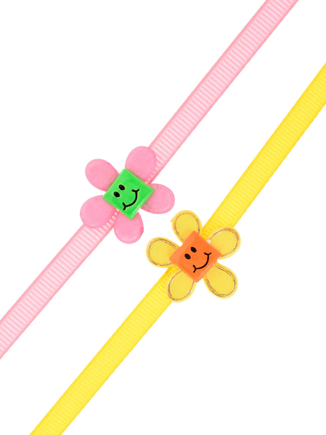Set of 2 Pink & Yellow Floral Smiley Rakhi
