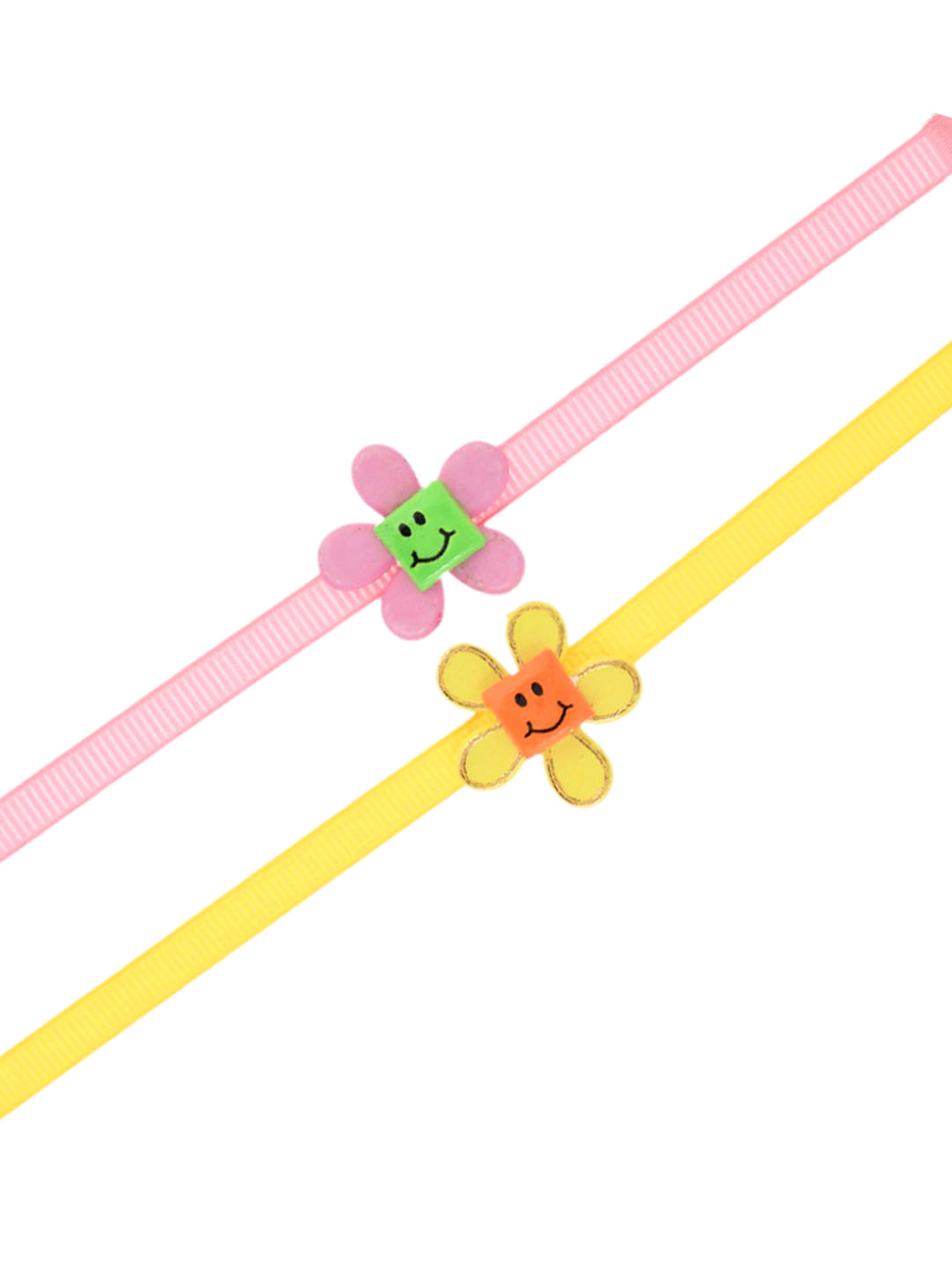 Set of 2 Pink & Yellow Floral Smiley Rakhi