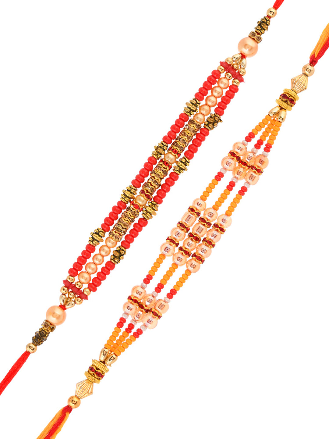 Set of 2 Multilayered Beads & Pearls Rakhi