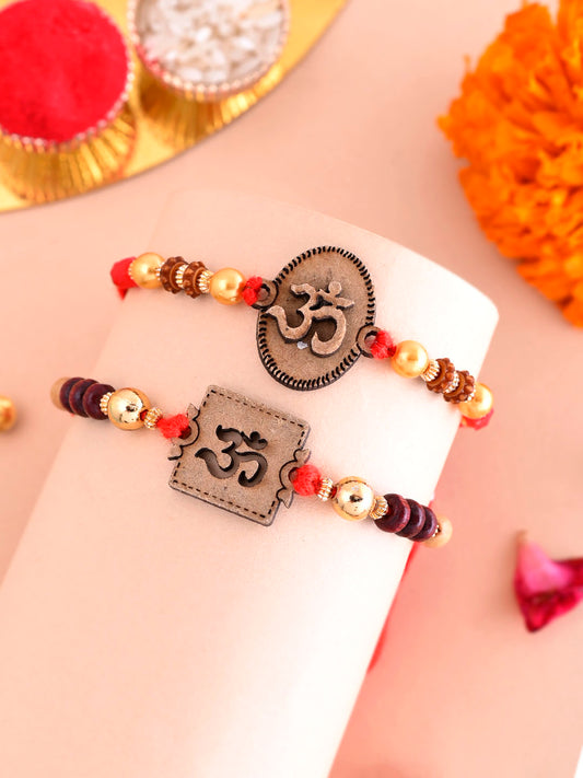 Set of 2 Divine Om with Beads Rakhi