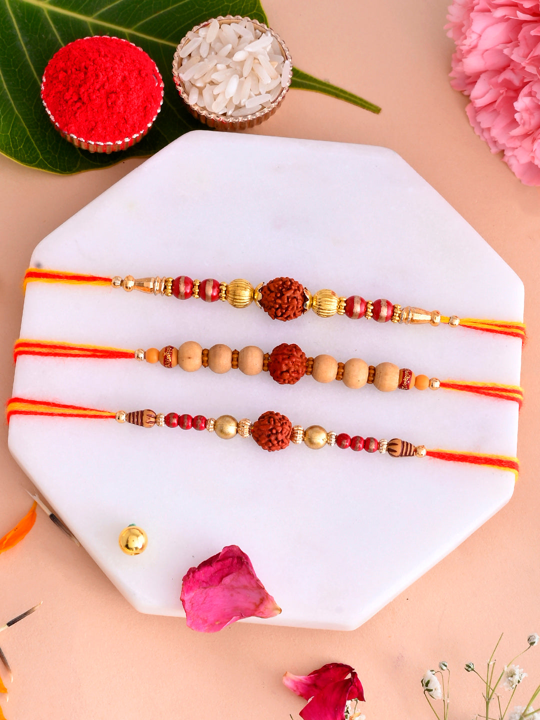 Set of 3 Divine Rudraksh Rakhi