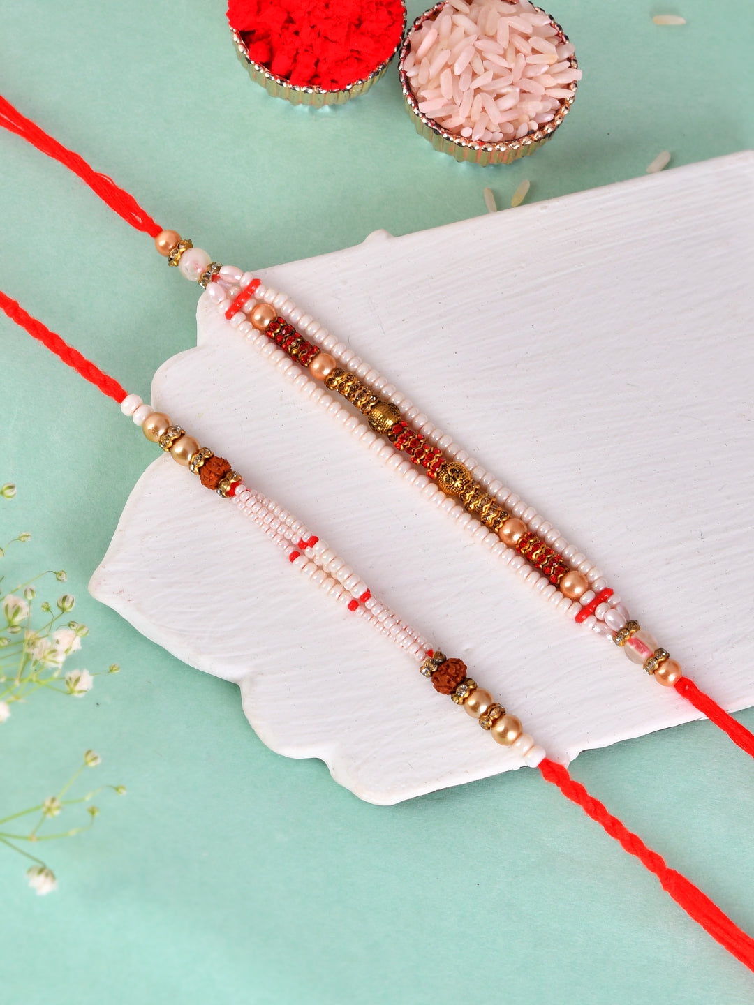 Set of 2 Traditional Beaded Rakhi for Brothers