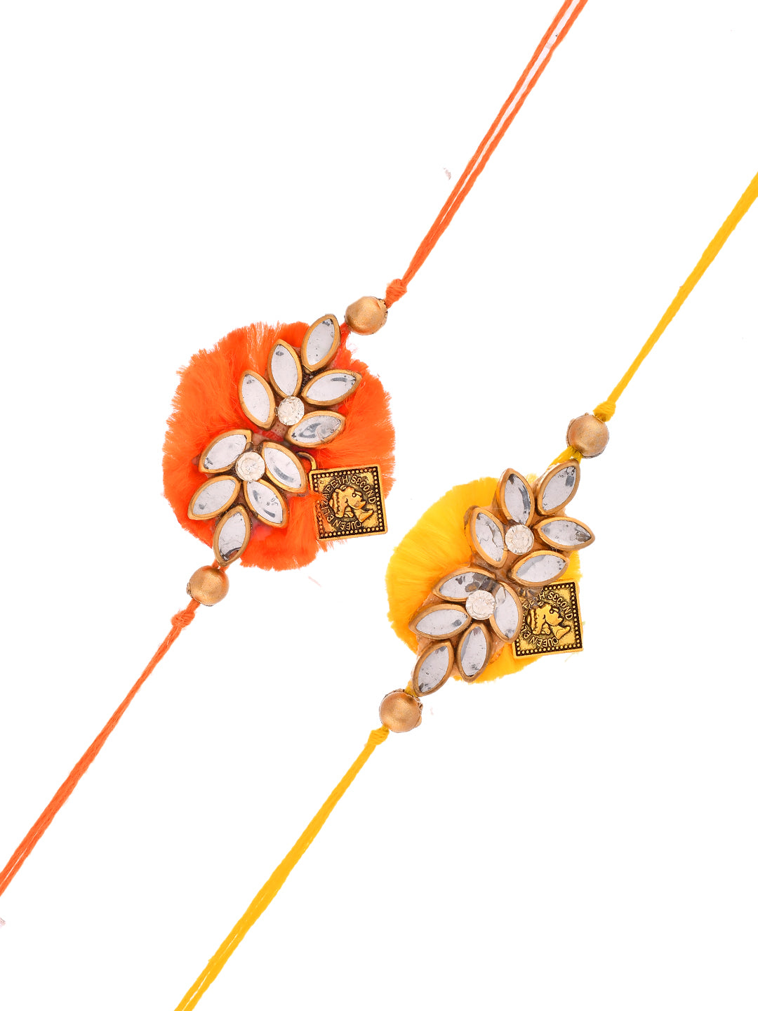 Fancy Thread Rakhi Set with Stone & Zari Work