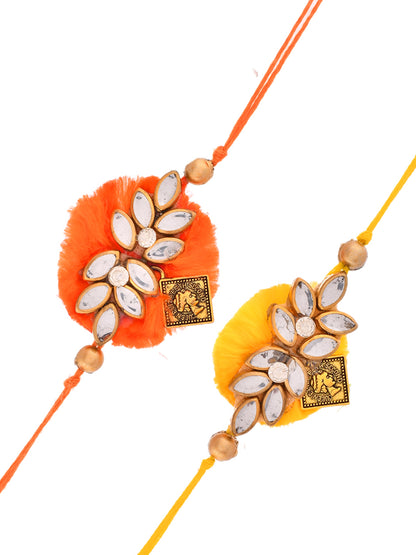 Fancy Thread Rakhi Set with Stone & Zari Work