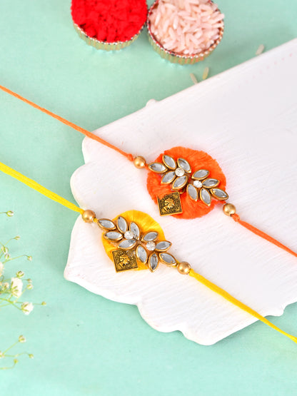 Fancy Thread Rakhi Set with Stone & Zari Work