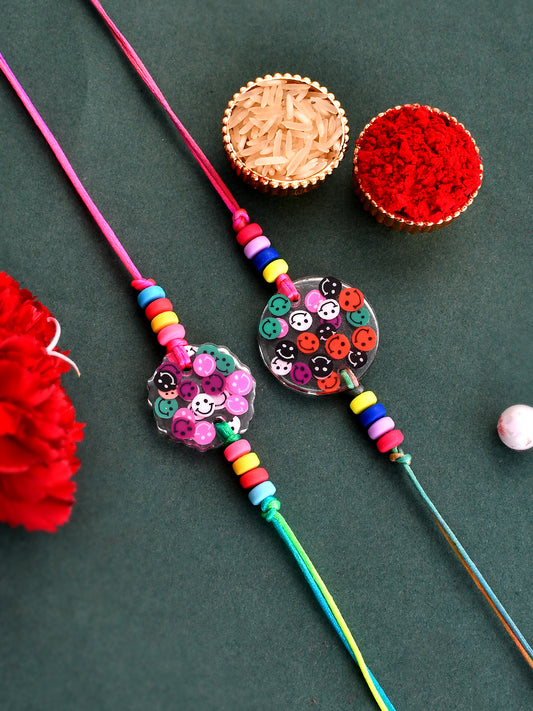 Set of 2 Smiley Kids Resin Rakhi