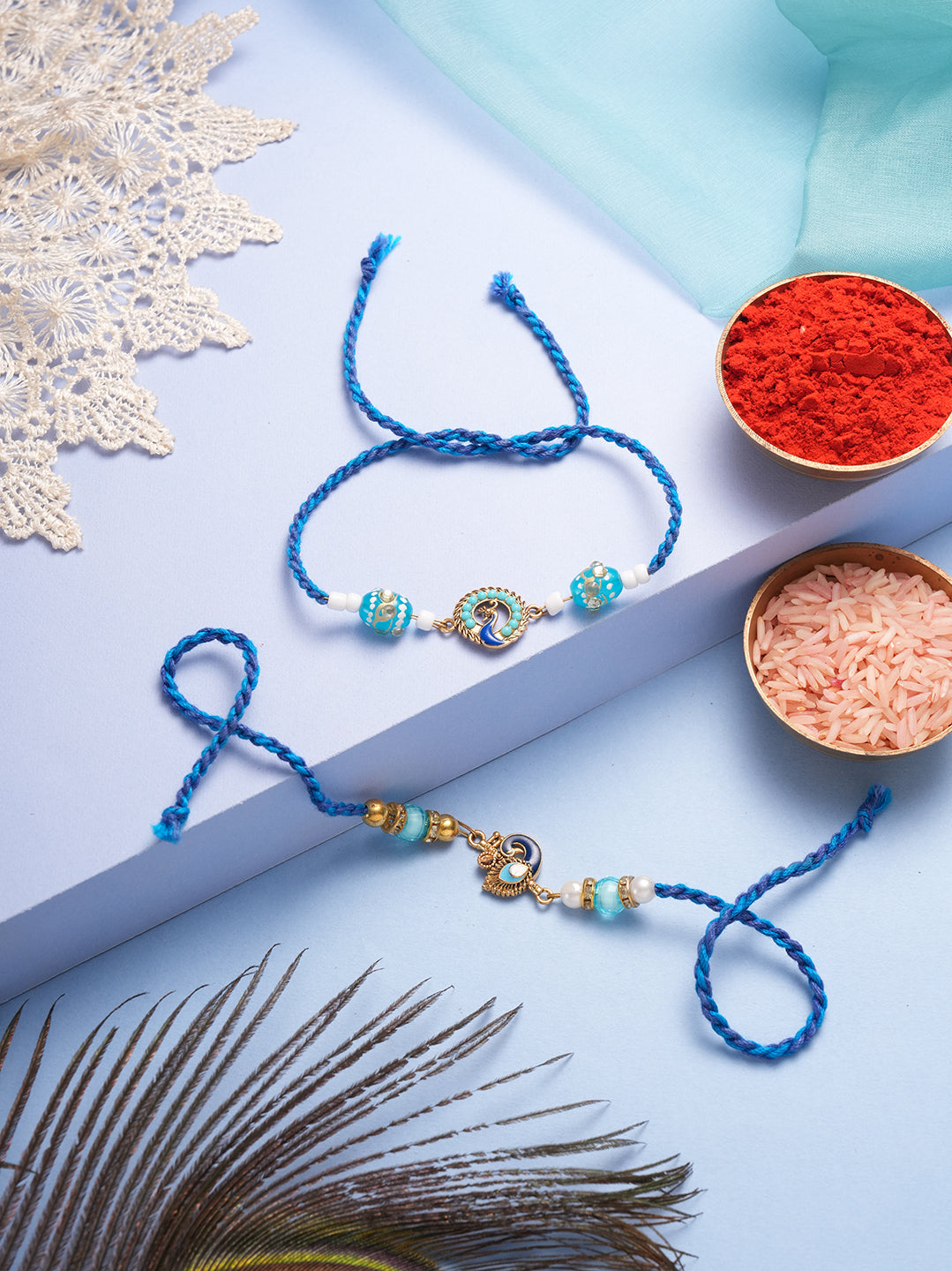 Blue Evil Eye Rakhi Set